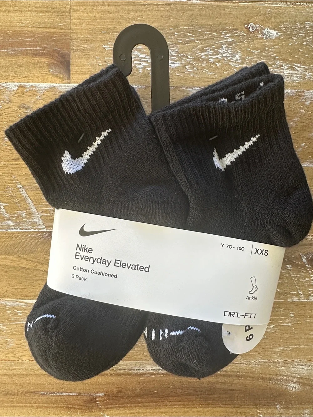 Toddler Nike Black Ankle Athletic Socks with White Swoosh (Pair)